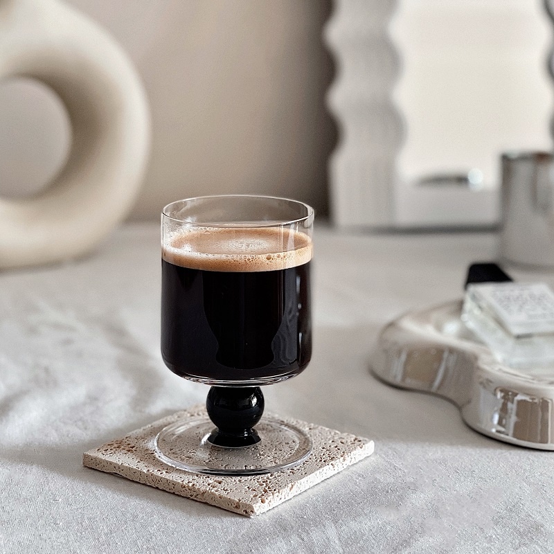 Cốc Thủy Tinh Chịu Nhiệt Chân Cao Màu Sắc Vintage Phong Cách Pháp