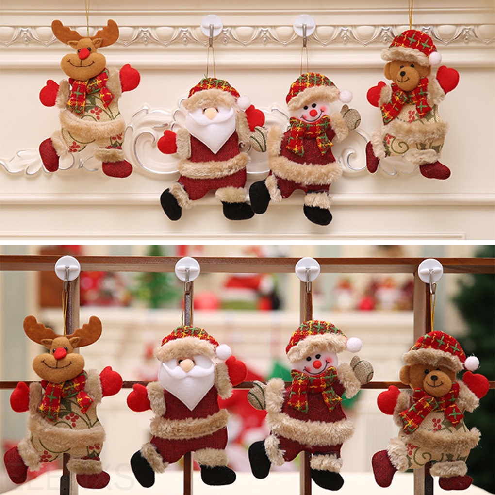 Set 4 búp bê phong cách giáng sinh treo trang trí cây thông