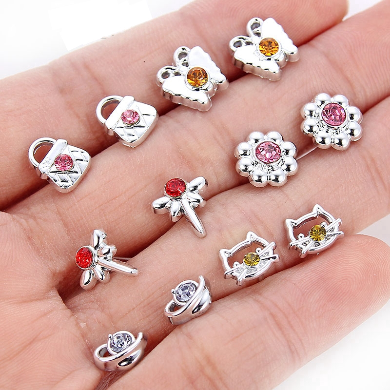 Bộ 18/36 đôi khuyên tai xi vàng kim/bạc trang trí hình hoa/trái tim xinh xắn
