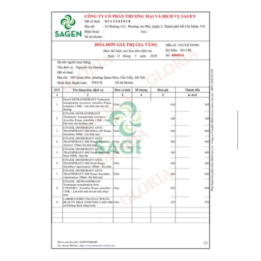 Lăn Khử Mùi Etiaxil Ngăn Ngừa Mồ Hôi Hiệu Quả 9chai 15ml)