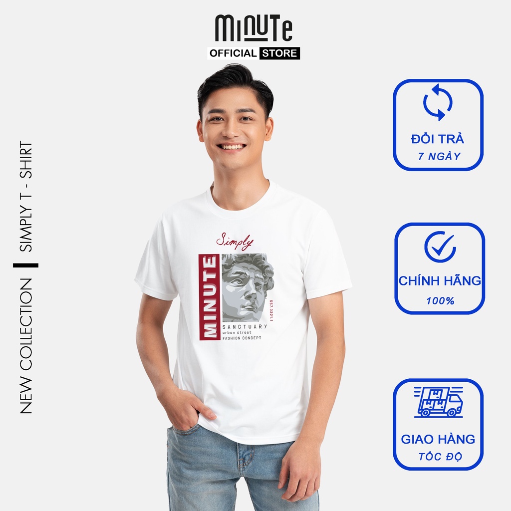 Áo thun nam tay ngắn 100% Cotton co giãn 4 chiều màu trắng MINUTE SIMPLY