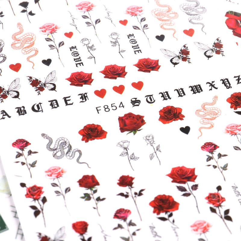 Set 6 / 10 Tấm Hình Dán Hoa Hồng Trang Trí Móng Tay Nghệ Thuật
