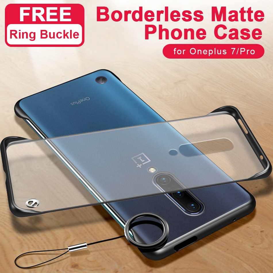 Oneplus 7 Pro Case Borderless Design Plastic Phone Case OnePlus 7T 7 6T 6 5T 5 Pro 1 + 7 Pro One Plus 7T Shockproof Back Cover With Metal Ring