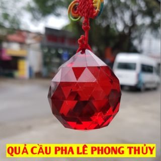 Quả cầu pha lê đa giác màu đỏ - cầu phong thủy