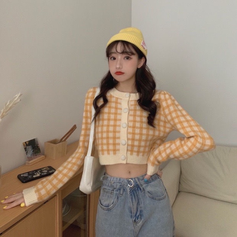 Áo len croptop dệt kim hàng chất  lượng cao tay dài cổ tròn phong cách Hàn Quốc | BigBuy360 - bigbuy360.vn