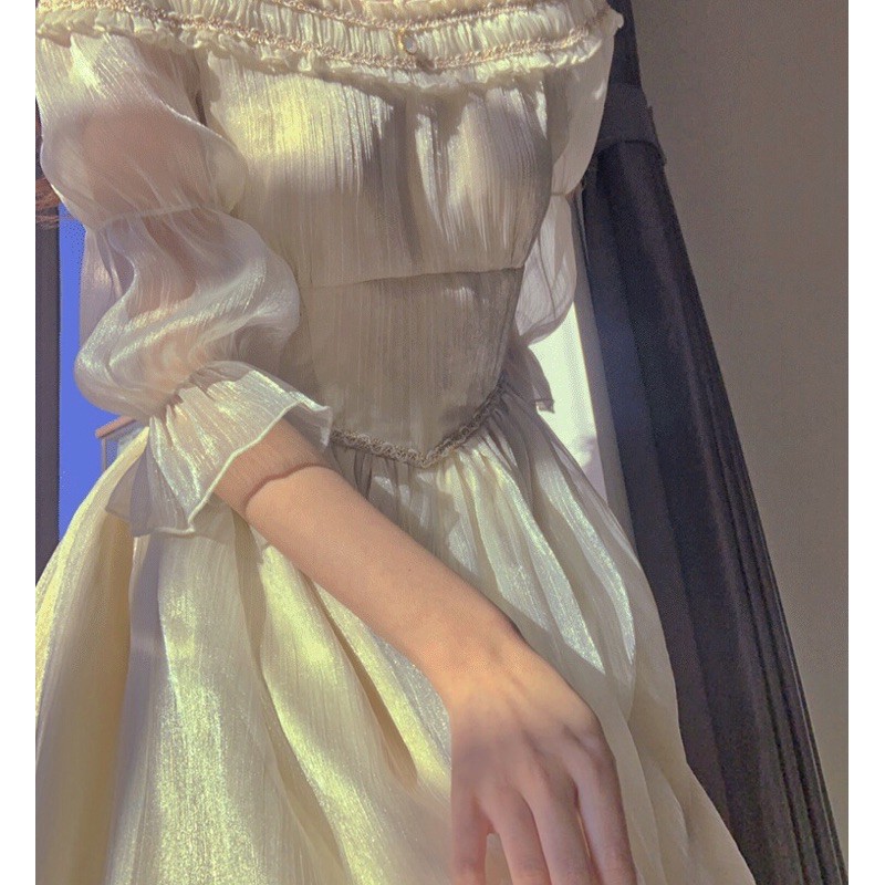 Sẵn VÁY CÔNG CHÚA VINTAGE TRỄ VAI CỔ ĐIỂN PHÁP- VÁY PROM KỶ YẾU ĐẦM DÀI XOÈ LOLITA