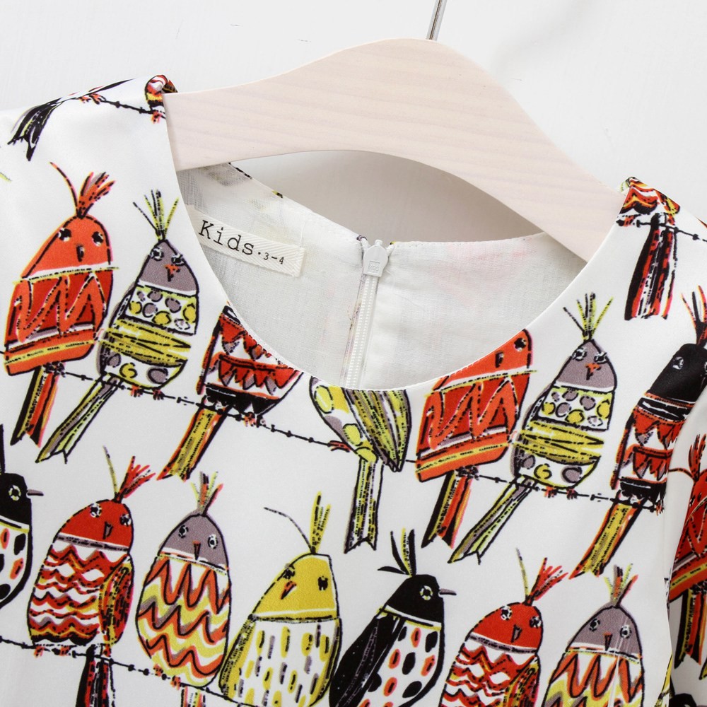 Đầm Sanlutoz dài tay in họa tiết chim hoạt hình đáng yêu cho bé gái