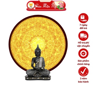 Đèn hào quang mandala in tranh trúc chỉ chân thiện mỹ, trang trí bàn thờ phật, treo phòng thờ tc-hq-55