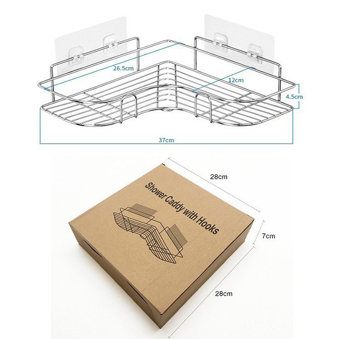 Kệ Góc Dính Tường Siêu Chắc Không Gỉ, Kệ Nhà Tắm Dán Tường Đựng Đồ Thông Minh (Hàng Cao Cấp)