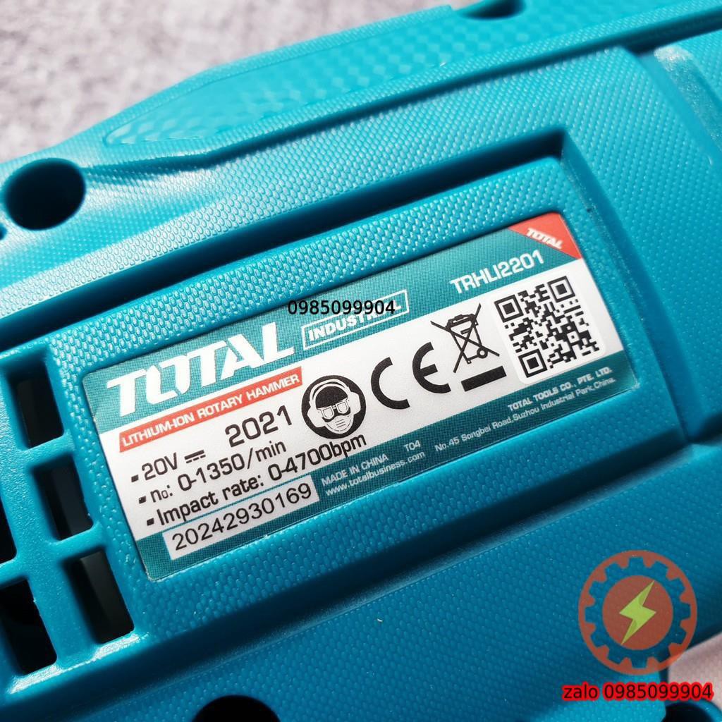 Máy khoan pin 3 chức năng không chổi than 20V Total TRHLI2201 đuôi gài SDS  | có thể lắp rút lõi tường gạch bê tông