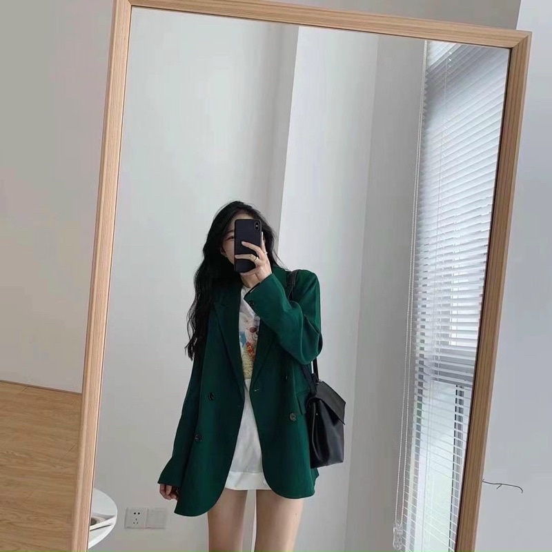 Áo blazer dài tay màu Xanh hottrend Mitstore