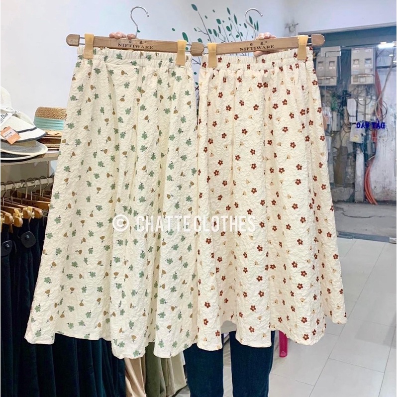 Chân váy ren hoa xốp nổi Quảng Châu