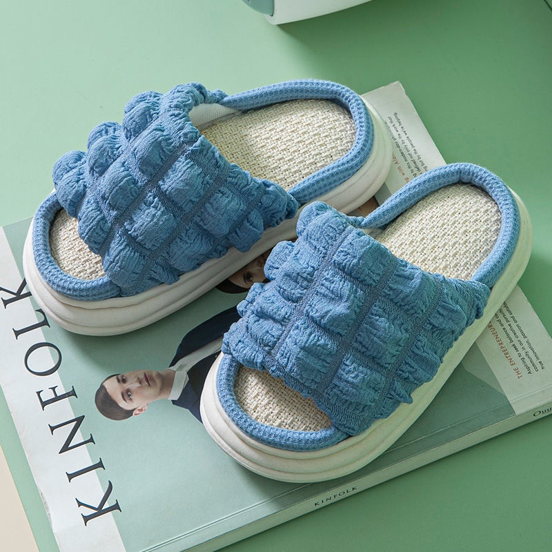 Oeteo Dép Xỏ Ngón Đi Trong Nhà Bằng Vải Lanh Màu Trơn Dành Cho Trẻ Em