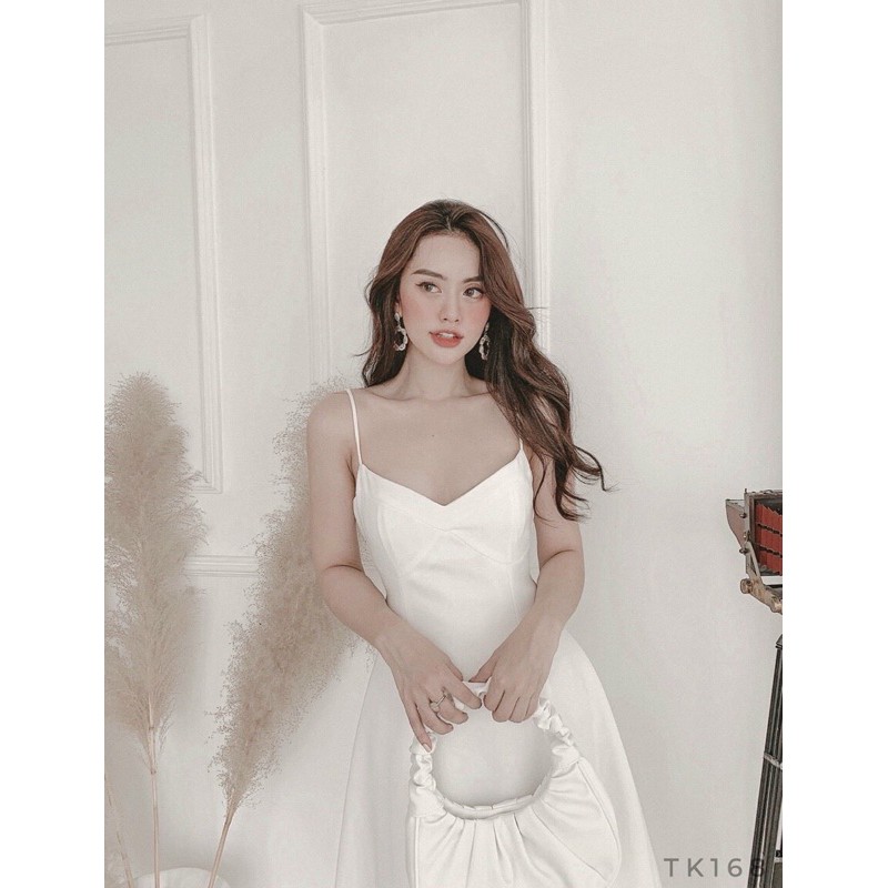 [SHIP 2H] Váy đầm dự tiệc dáng xòe đỏ 2 dây thiết kế cúp ngực trẻ trung | BigBuy360 - bigbuy360.vn