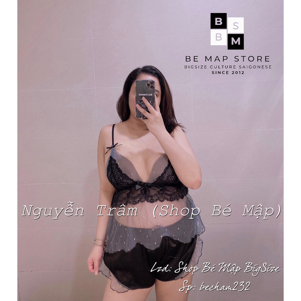 Đồ Ngủ Sexy Phối Lưới Quần Bèo BigSize Thiết Kế Cao Cấp 50-85Kg [Hình Thật Chính Chủ]