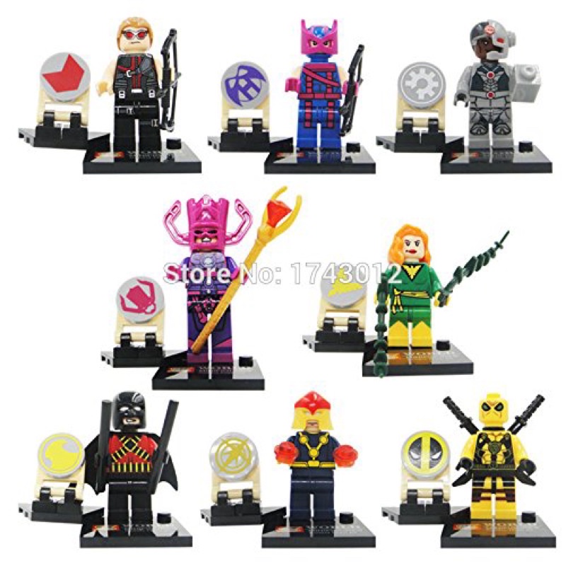 Xếp hình SY minifigures Marvel DC super heroes mô hình nhân vật Hawkeye Cyborg Galactus Jean grey Nova deadpool