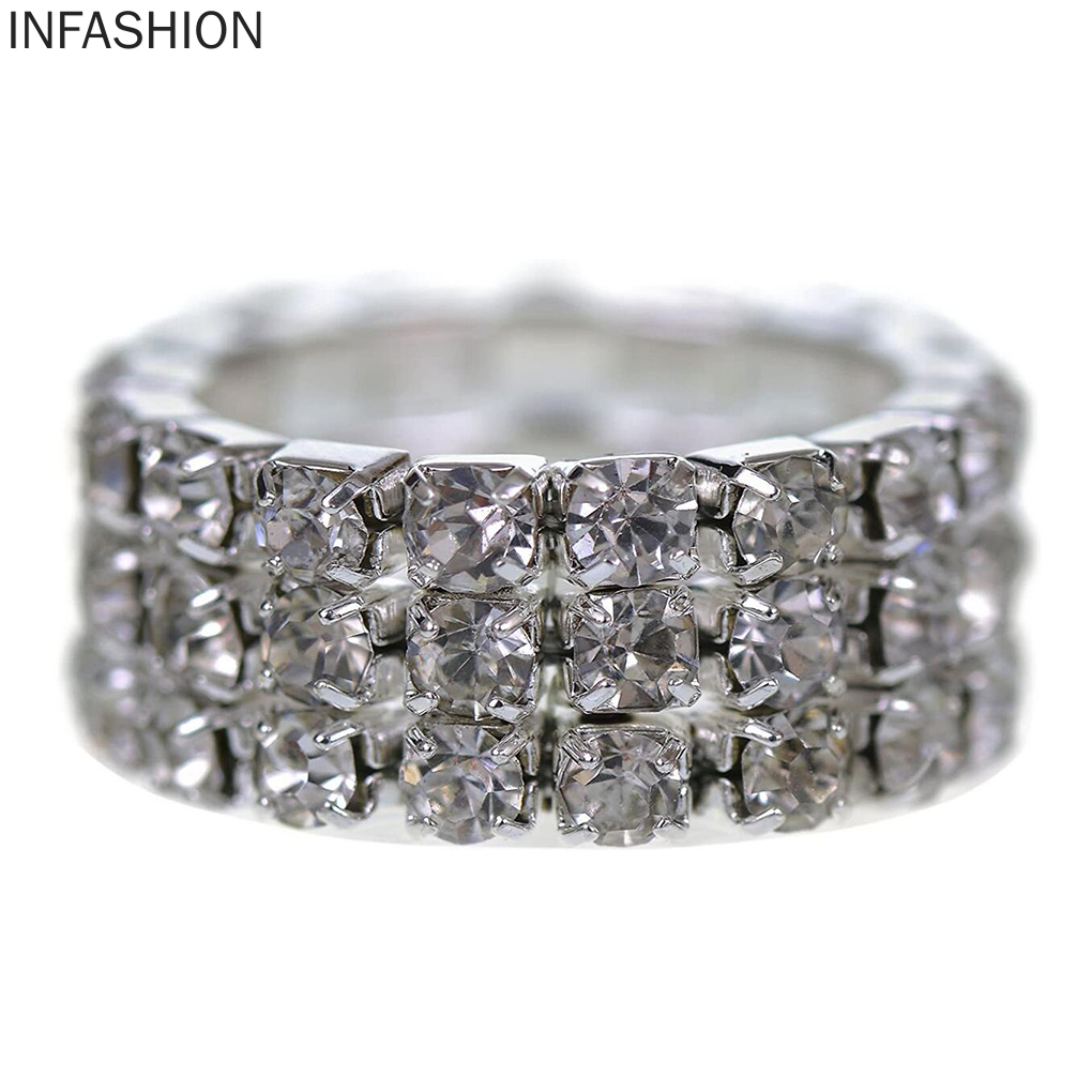 Nhẫn 3 Tầng Co Giãn Đính Đá Pha Lê Lấp Lánh