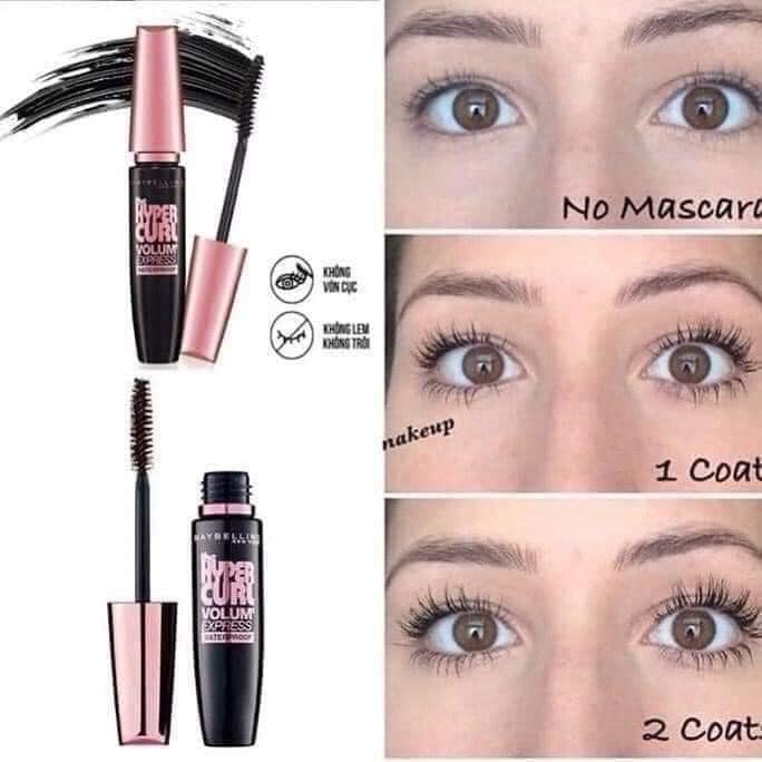 Mascara Maybeline Hypercurl không lem không trôi fullsize 9.2ml