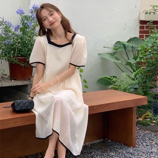 ĐẦM LỤA CỔ VUÔNG 2 MÀU