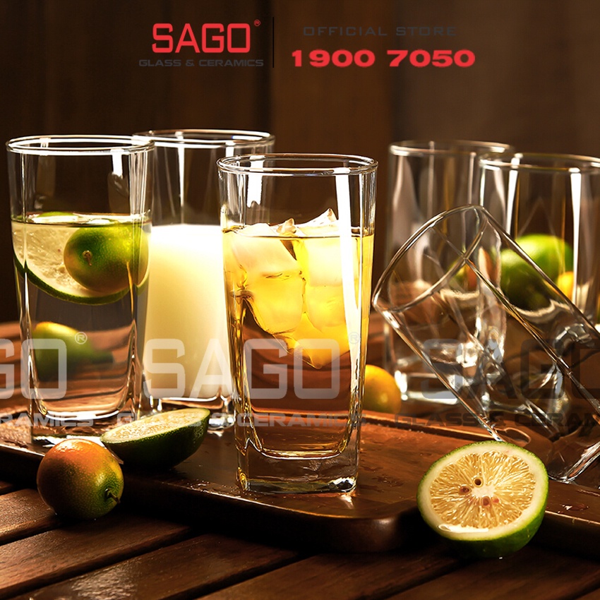 Ly Thủy Tinh Ocean Vuông Plaza Long Drink 405ml , 320ml | Thủy Tinh Cao cấp , nhập Khẩu Thái Lan