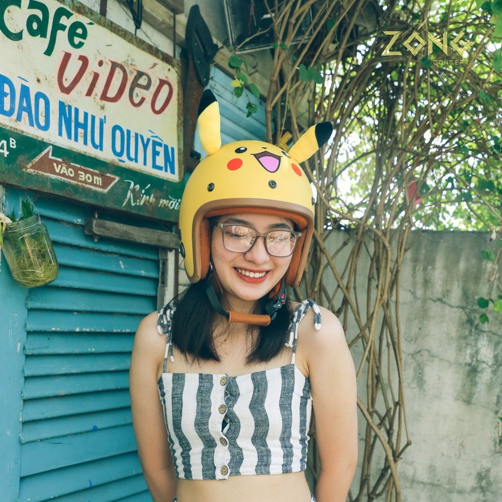 Mũ Bảo Hiểm 3/4 Thú ABS - Pikachu