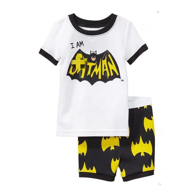 【Suge】Bộ Đồ Ngủ Ngắn Tay Họa Tiết Hoạt Hình Spiderman Captain America Batman Cho Bé