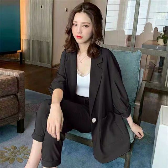 Bộ đồ vest nữ trơn trẻ trung thanh lịch hot trend ulzzang thu 2019 (Ms D31)