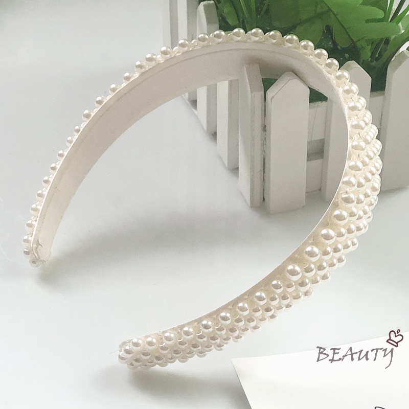 Cài tóc bản rộng dày đính ngọc trai giả thời trang cho nữ