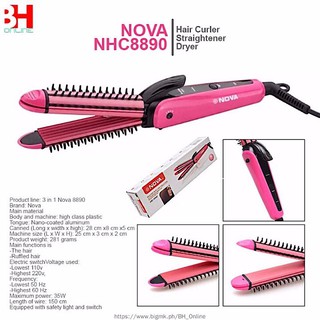Máy Làm Tóc 3 Trong 1 -Uốn, Duỗi, Bấm- Nova Hồng