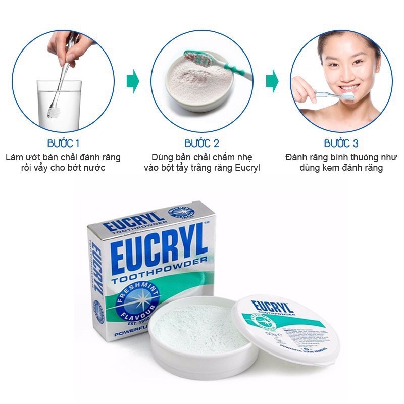 [EUCRYL] Bột làm trắng răng hương Bạc Hà EUCRYL Tooth Powder Freshmint 50gr