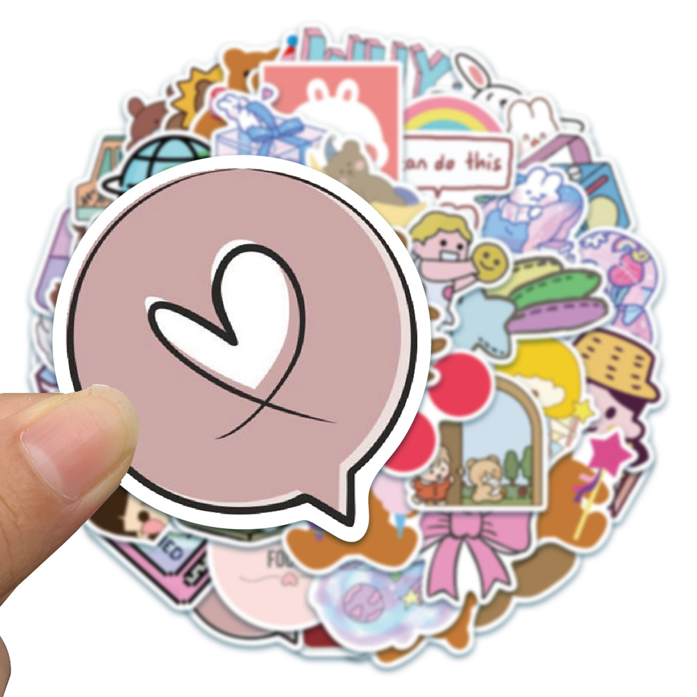 Bộ 50 Sticker Hoạt Hình Xinh Xắn Theo Phong Cách Hàn Quốc