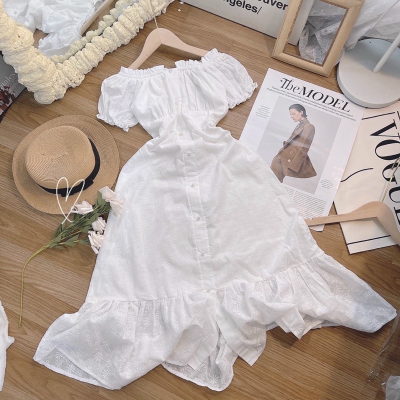 VÁY REN TAY BỒNG CUP NGỰC•