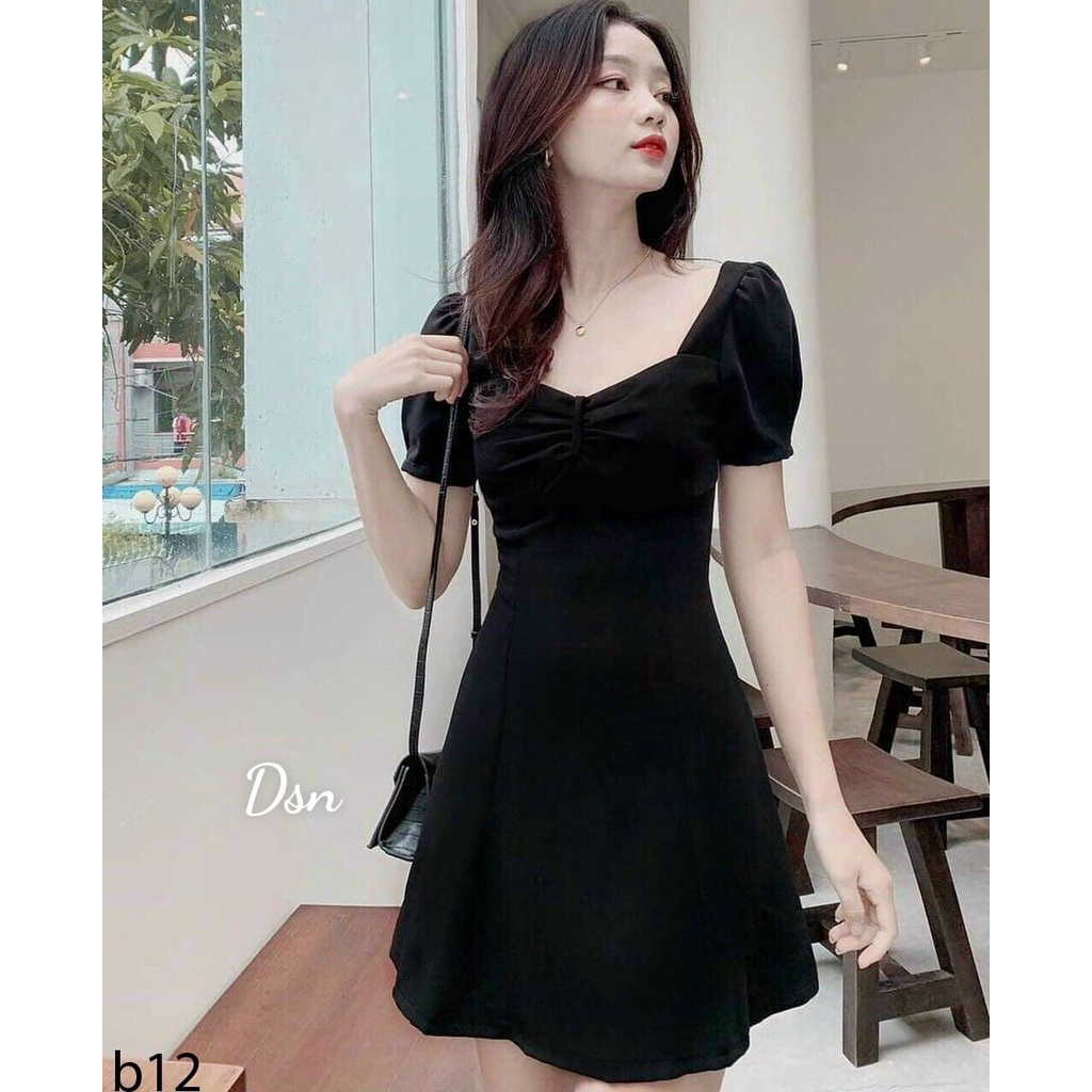 Đầm lụa nhún ngực ( có mút ) kết hợp tay phồng thích hợp đi chơi, dạo phố hoặc dự tiệc