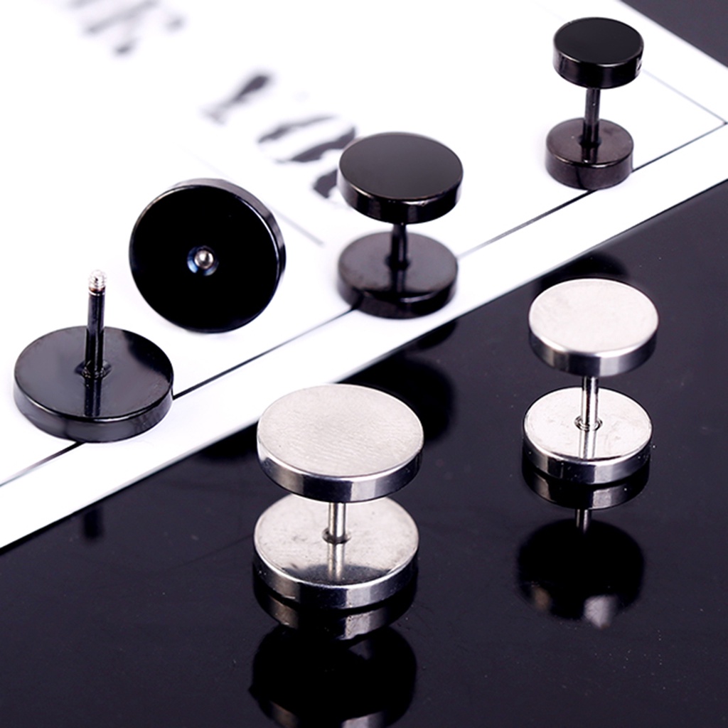 1 Cặp Khuyên Tai Nam Hình Quả Tạ Mạ Điện Thân Thiện Với Da Phong Cách Punk