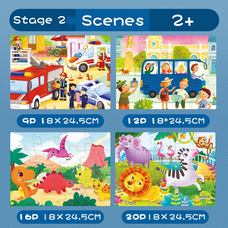 Bộ Đồ Chơi Xếp Hình Họa Tiết Hoạt Hình Dành Cho Trẻ Em 2-3 Tuổi