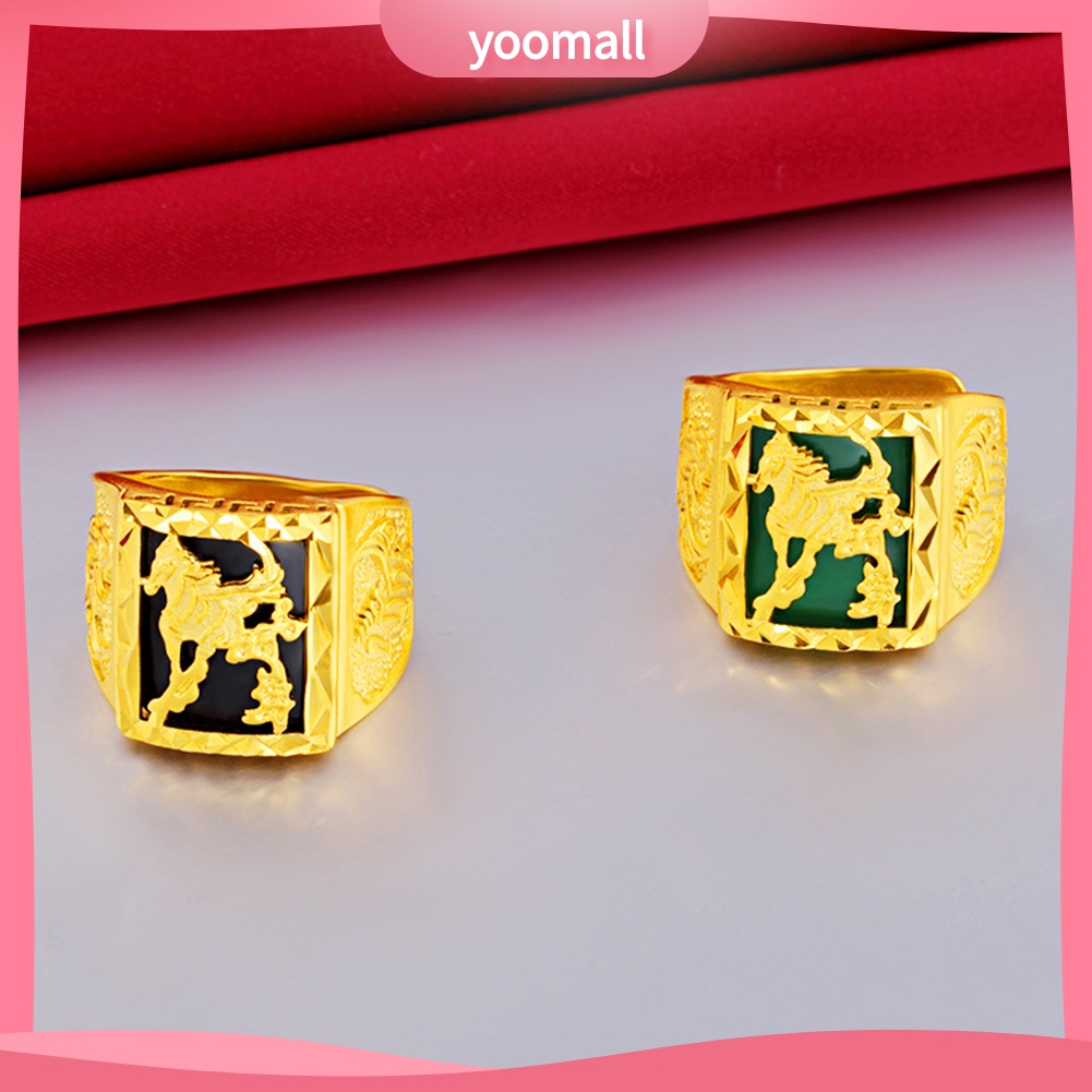 Yomall♡ Nhẫn Hở Mạ VàNg MặT HìNh NgựA ThờI Trang Cho Nam