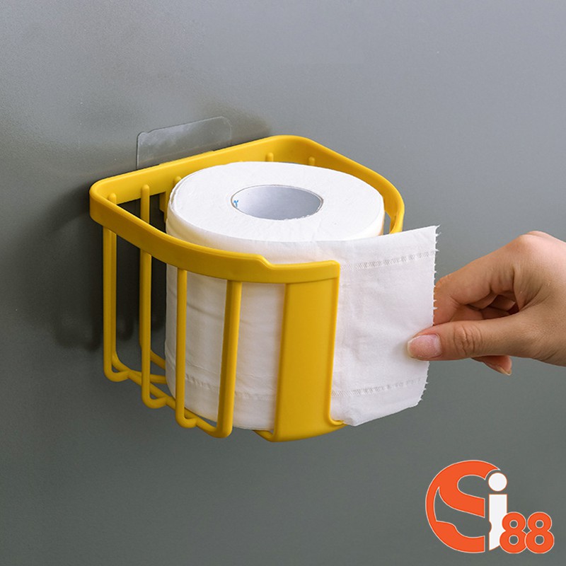 Giỏ đựng giấy vệ sinh treo tường có lỗ kiểu mới, hộp đựng khăn giấy dán tường, giá đựng giấy vệ sinh GD287