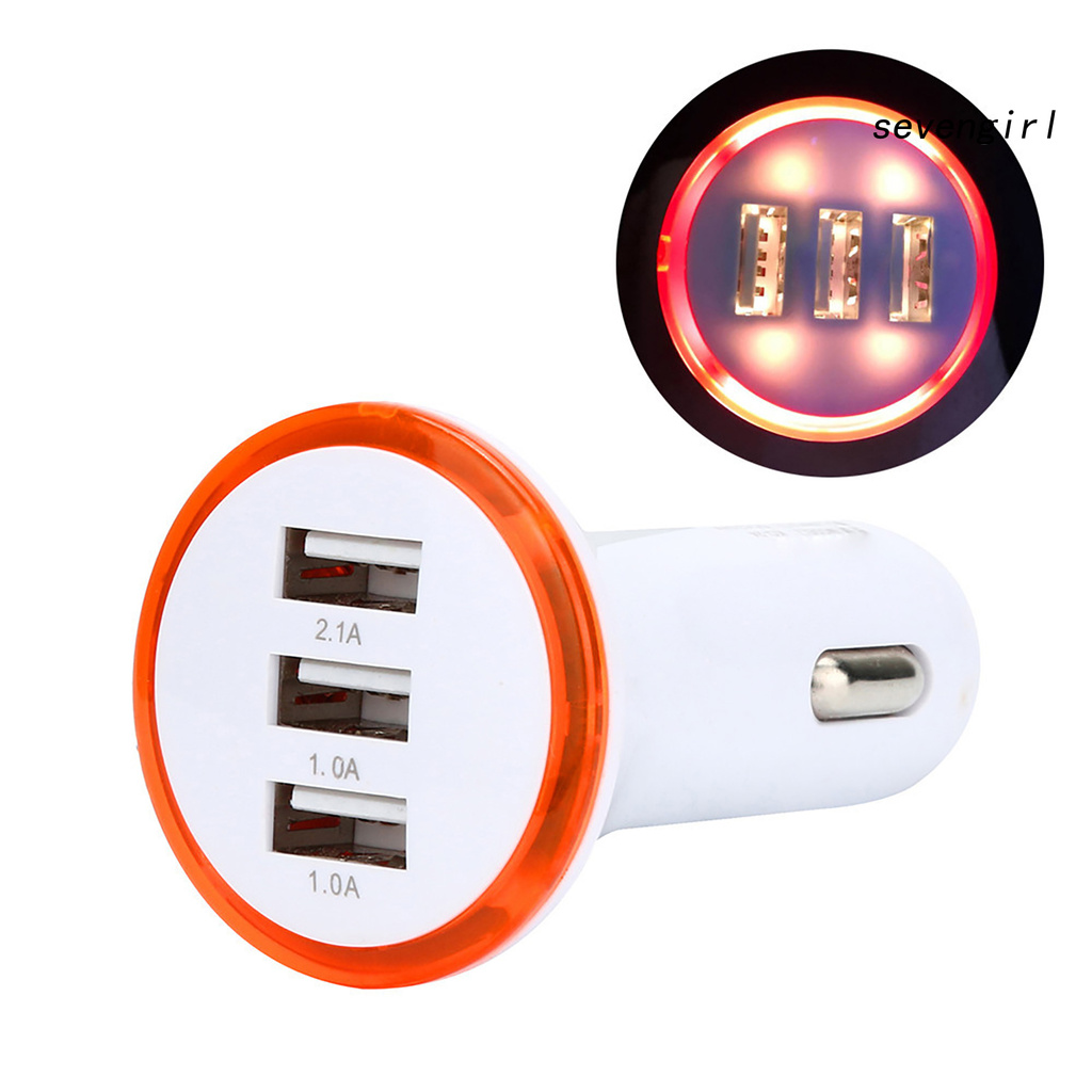 Bộ Sạc Xe Hơi 3 Cổng Usb 12v Cho Điện Thoại