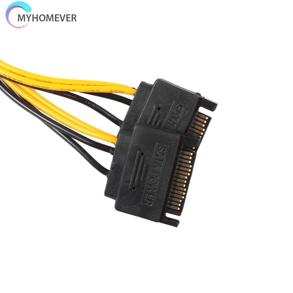 myhomever Dual 15Pin SATA Male To PCIe 8Pin(6+2) Male Video Card Power Cable