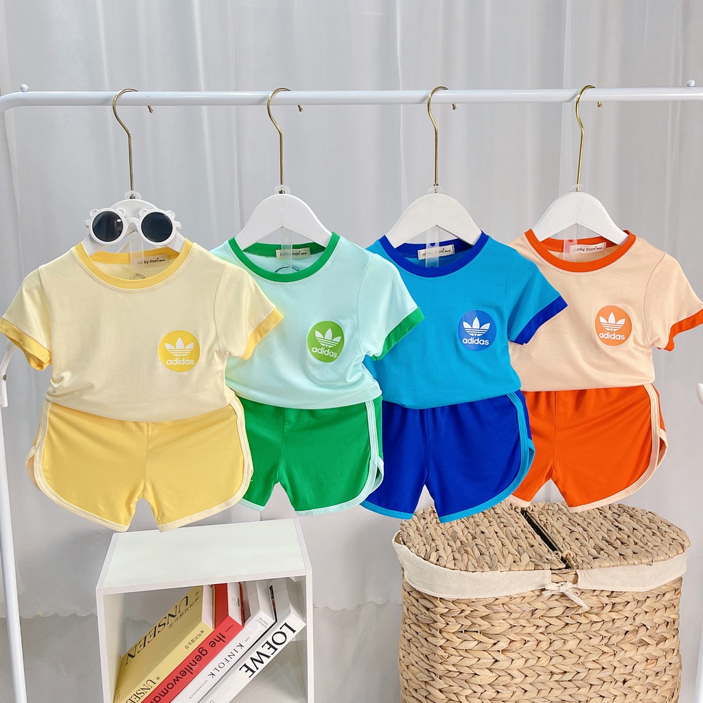 Bộ Cộc tay phối màu quần vạt adidas Minky Mom 7-17kg