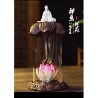 Thác khói quan âm hoa sen lòng kính