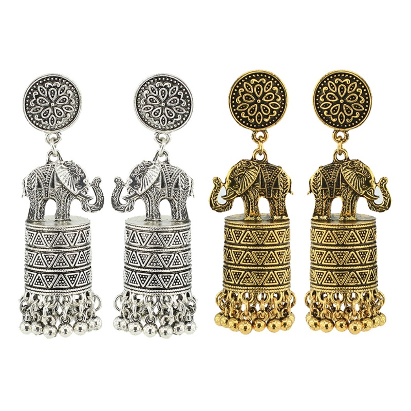 1 Đôi Bông Tai Hình Voi Ấn Độ Phong Cách Retro