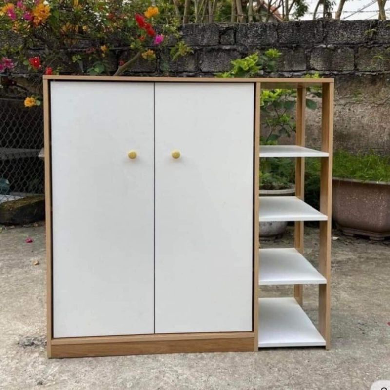 TỦ GIÀY GỖ 5 NGĂN 2 CÁNH CỬA TRẮNG
