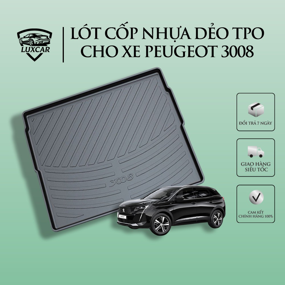 Lót cốp ô tô PEUGEOT 3008 đời 2016-2019, chất liệu nhựa dẻo TPO cao cấp LUXCAR