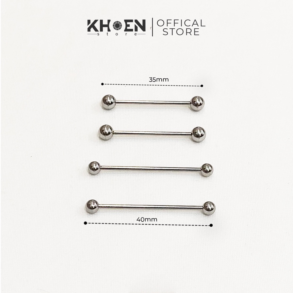 Khuyên tai Industrial đầu bi dài 35-40mm