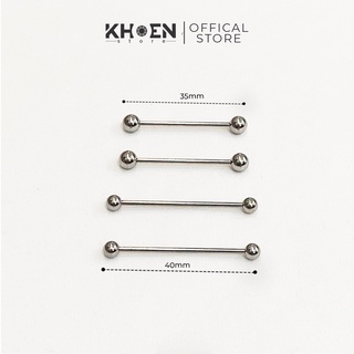 (1 Chiếc) Khuyên tai Industrial đầu bi dài 35-40mm - Thép không gỉ - Khoen store