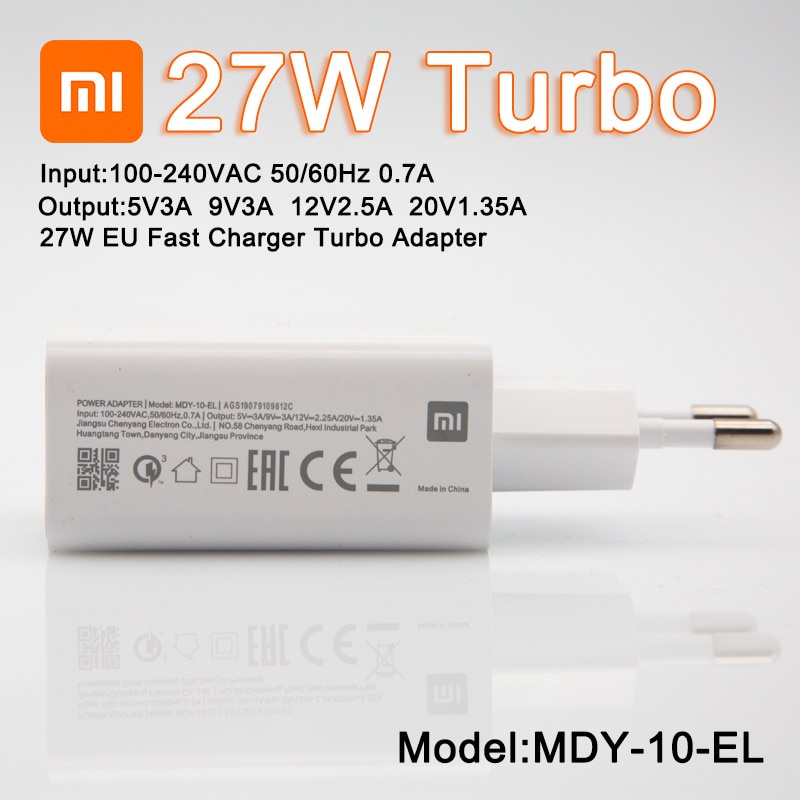 Củ Sạc Nhanh QC4.0 27W Cho Xiaomi Mi8 9 A2 A3 Mix 3 Redmi Note 7 8 9 Pro