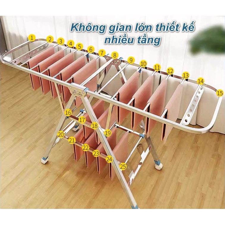 Giàn Phơi Dày cao cấp 3Tầng Tại Sàn Di Chuyển Được SunHome Inox - Home and Garden