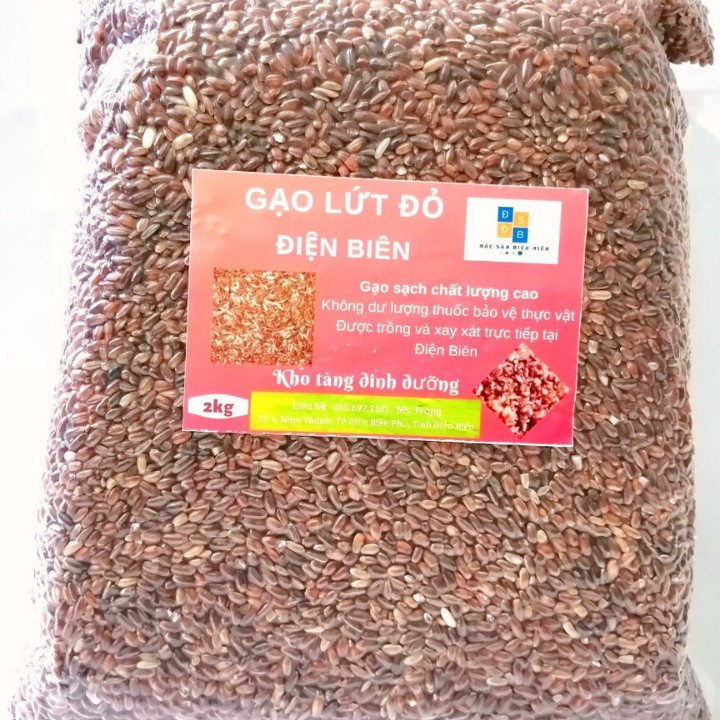 Gạo lứt đỏ Điện Biên, 2kg-Giá Tận Gốc, Gạo Sạch, Xay Xát Trực Tiếp Tại Điện Biên