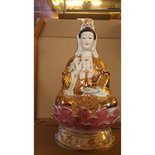 Tượng Sứ Quan Thế Âm Bồ Tát Áo vàng 14 Inch( 3t5)